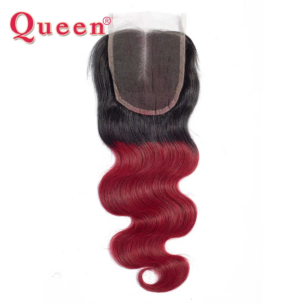 Queen Products Brazilian Body Wave 3 Bundles With Closure 1B/Wine Red Ombre Human Weave Hair Bundles With Closure Hair Extension Queen Products Brazilian Body Wave 3 Bundles With Closure 1B/Wine Red Ombre Human Weave Hair Bundles With Closure Hair Extension