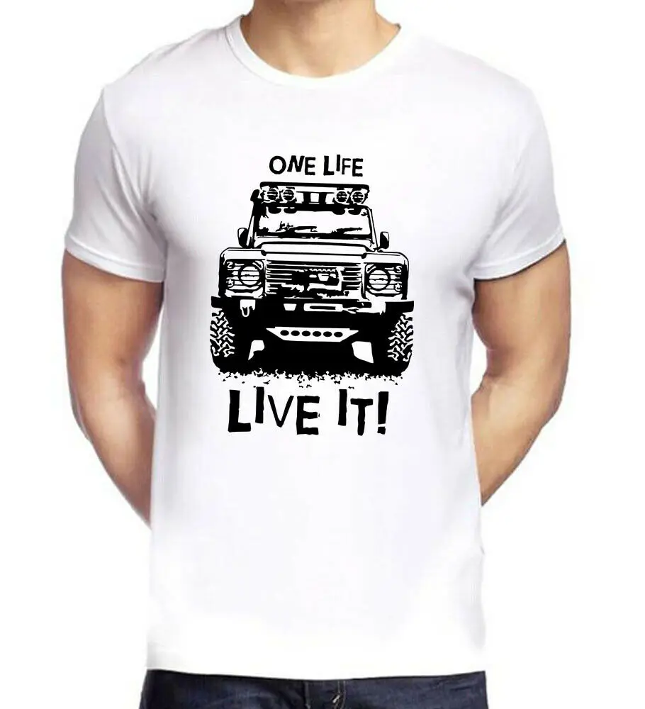 Мужская футболка с 3D принтом One Life Live It Off Road Adventure черно белая Новое поступление