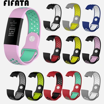 

FIFATA Double Silicone Watch Band Wrist Strap For Fitbit Charge 3 Smart Bracelet Wrist Band Accessories For Fitbit Charge 3