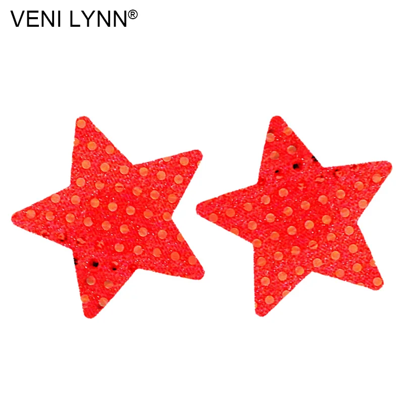 VENI LYNN, 5 пар, форма звезды, одноразовые наклейки на соски для девочек, секс-лента, красная повязка на грудь, лепестки, цветные накладки на грудь, аксессуары