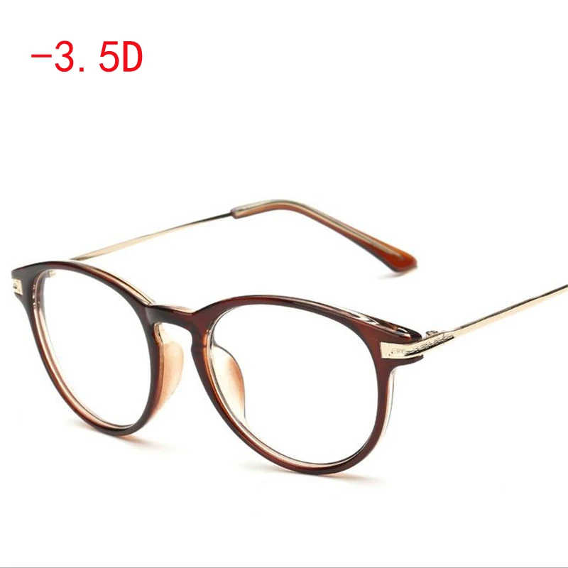 Ретро очки в коричневой оправе для близорукости, модные очки для близорукости для женщин и мужчин-100-150-200-250-300-350-400-450-500-600 - Цвет оправы: myopia 350