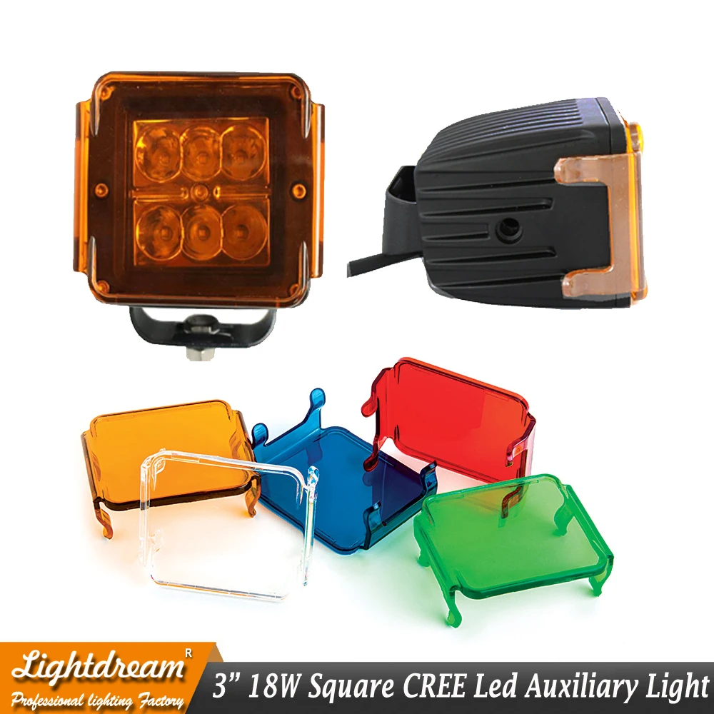

1PC 3INCH 18W Square Flood Spot LED Work Light 12V 24V Off Road Led Auxiliary beam driving light with cover for Truck Car lights