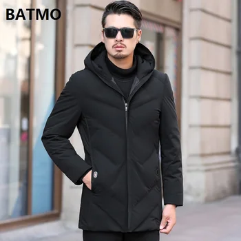 

BATMO 2018 new arrival winter high quality 80% white duck down black hooded jackets men,men's warm parkas,plus-size M-4XL 88031