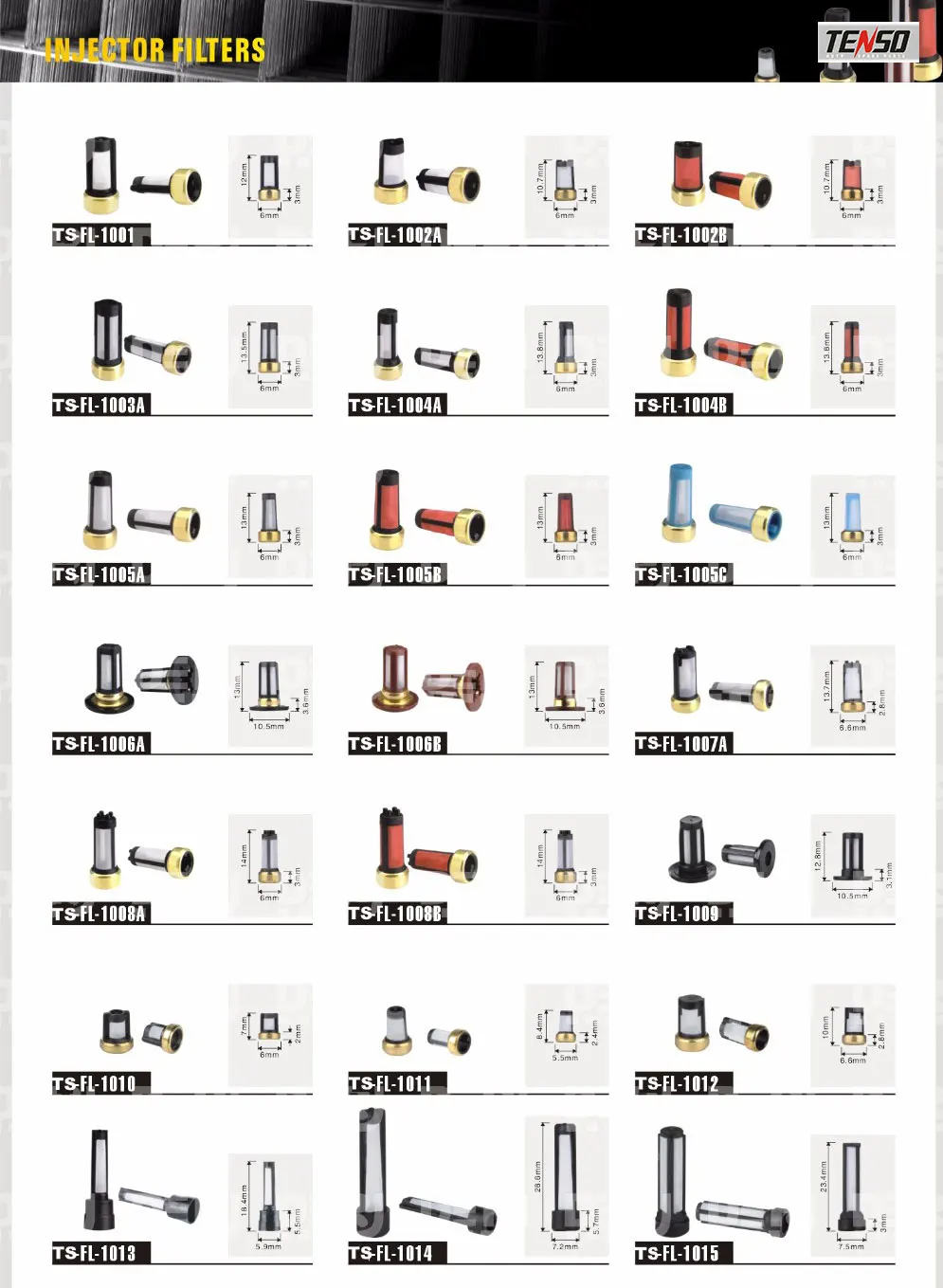 Тенсо Размер 6*3*13,8 мм топливный инжектор Корзина Фильтр для топливной форсунки Ремонтный комплект TS1004B