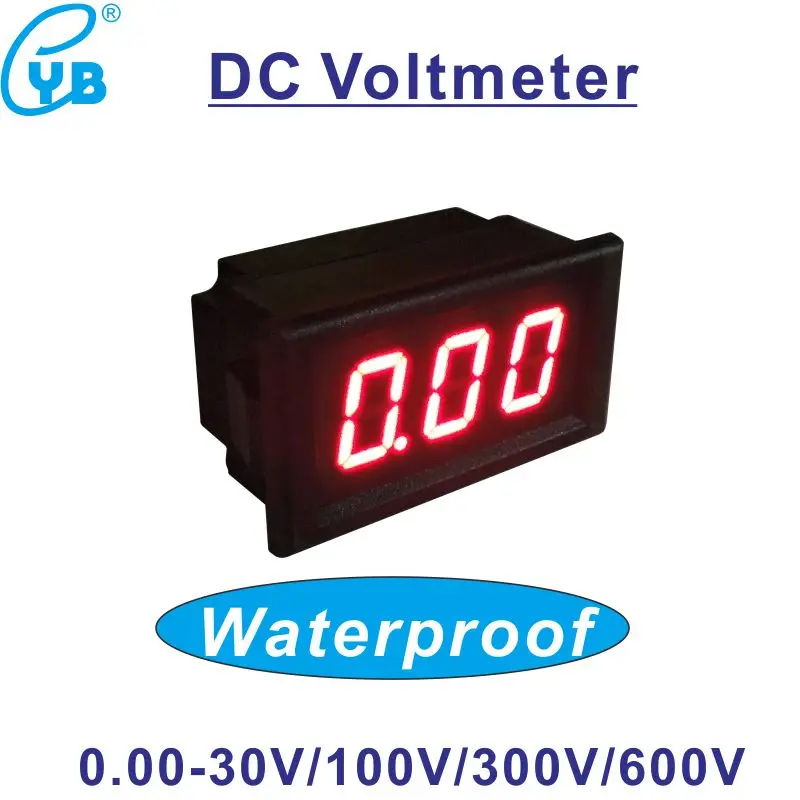 Three Wires Voltage Meter LED Digital Waterproof Voltmeter DC 0 30V 0
