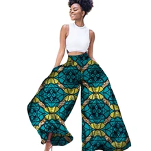 Женские африканские батик брюки с принтом африканские принты Длинные свободные широкие брюки Анкара хлопчатобумажная ткань одежда WY3105