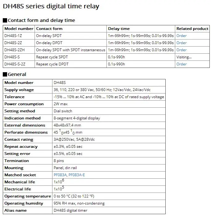 Цифровой дисплей реле времени DH48S DH48S-2Z Электрический таймер задержки 0.01S-99H99M 8PIN с базой