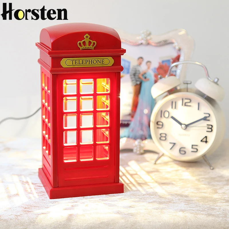 Horsten Retro London Telephone Booth Night Light USB Charging LED Desk