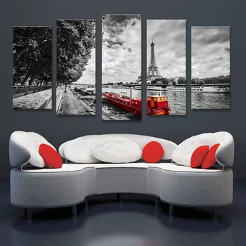 

5 Panel Canvas Wall Art Print Home Decor Nordic Poster Paintings ON Yhe Eall New York Canvas Framework For Living Room Modular