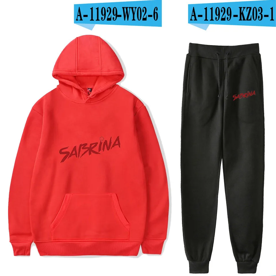 Red sabrina толстовка с капюшоном женские модные толстовки с капюшоном+ спортивные костюмы Осень Зима Теплый Белый свитшот - Цвет: Red