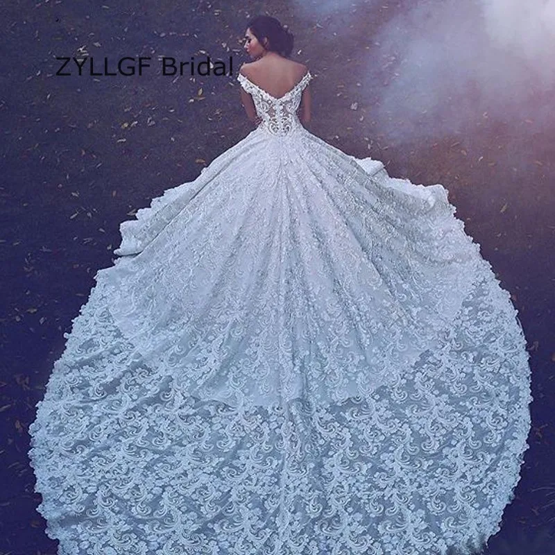 Zyllgf Bridal Puffy V Neck Dresses Luxury Long Train Lace Note For Plus Size 20usd Extra Will Be Charged