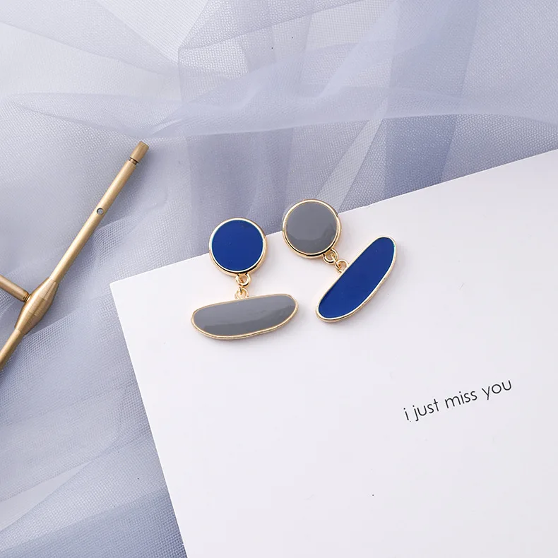 Корейская мода, 32 стиля, синие простые геометрические акриловые Висячие свисающие серьги, полимерные пластиковые квадратные круглые полые летние новые ювелирные изделия - Окраска металла: 26
