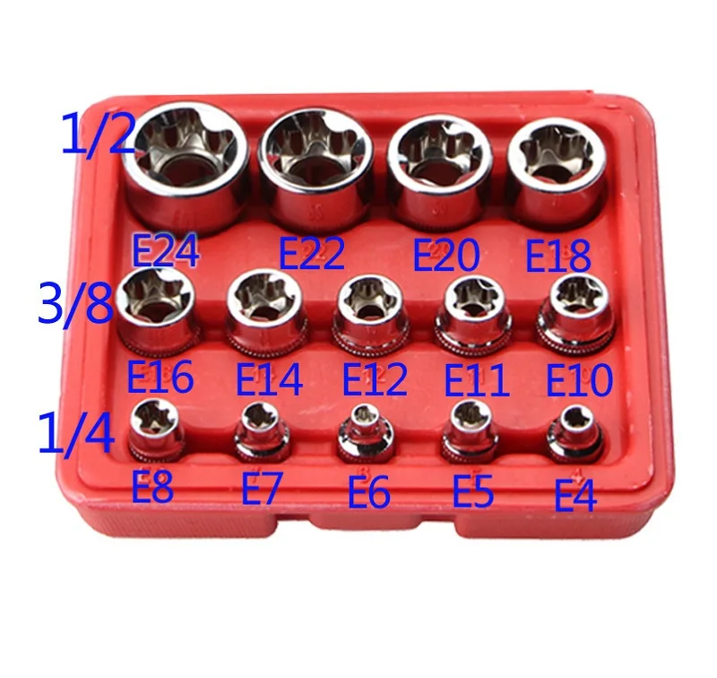 Новинка высокое качество 14 шт./компл. E Torx Star набор женских бит 1/2 &quot3/8&quot 1/4 &quot