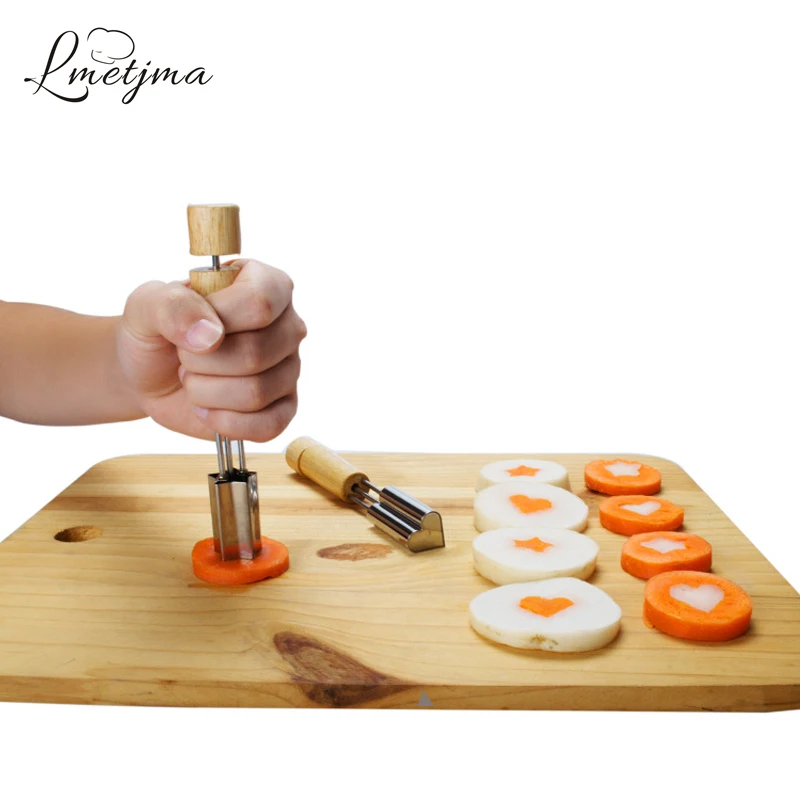 LMETJMA Cookie Cutters With Wood Handle Stainless Steel DIY Biscuits
