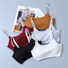 Женский спортивный бюстгальтер, однотонный, с буквенным принтом, пуш-ап, для тренировок, для девушек, для спортзала, бюстгальтер для фитнеса, для женщин, хлопок, свободный размер, спортивный бюстгальтер, спортивный, Femme