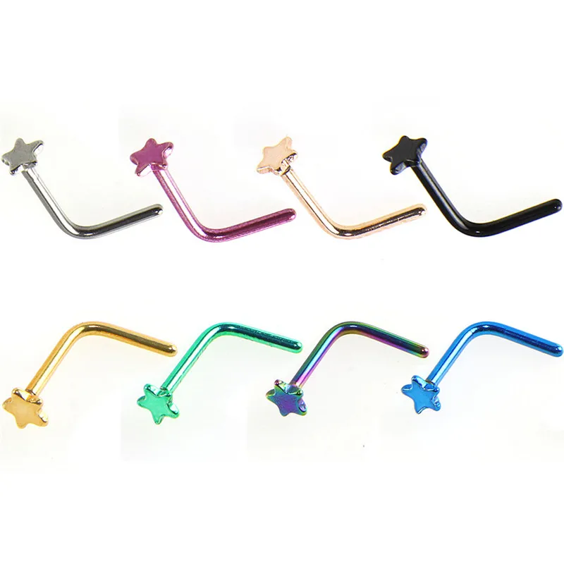 8PCS/10PCS Piercings Nose Ring Nose Piercings Star Studs Nose Bone L or U Shape Nose Earring Piercings Body Jewelry Piercings