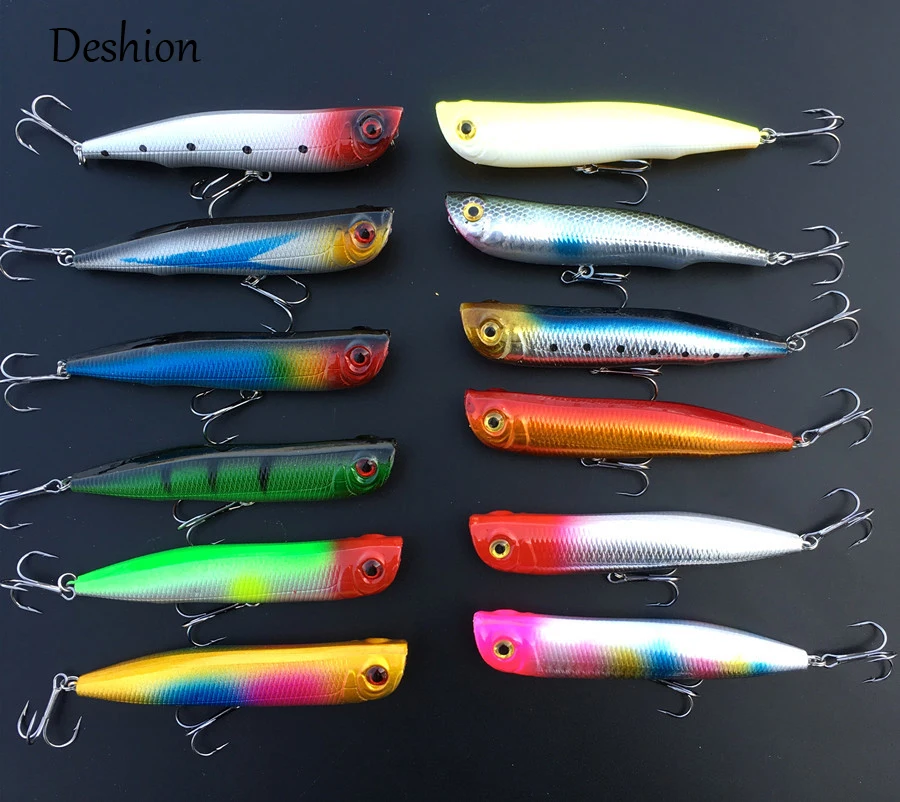 

Deshion Topwater Sea Fishing Lures Popper Lures 1PC 10cm 15.6g Floating Hard Lure Bass Fishing Tackles