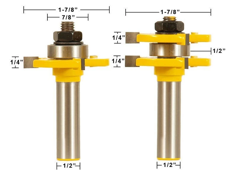 2pcs 1/2" Shank Matched Tongue and Groove Router Bit- 2 pc. Set w/ Set Wood Milling Cutter flooring knife