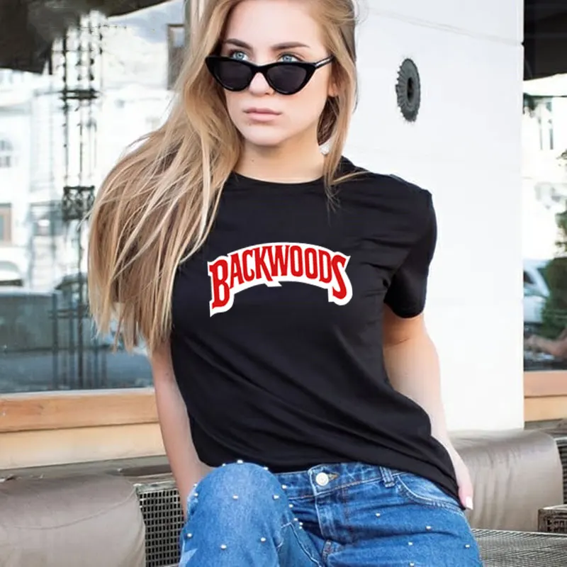 Backwood женские футболки летние с коротким рукавом Футболка буквенным принтом