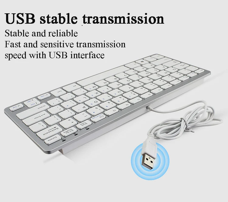 CHUYI Wired Ultra-Thin Keyboard 78 Keys Scissor USB 2.0 Mini Silent Office Multifunctional Keyboard For IMac Laptop Desktop