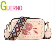 

GUERNO Women's bag 2018 European and American fashion embroidered pearl elegant joker single shoulder diagonal square bag al153