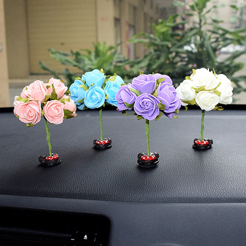 

Car Fragrance Ornament Perfume Flower Rose Air Freshener Auto Dashboard Decoration Accessory Diffuser Essential Oil Trim Gifts