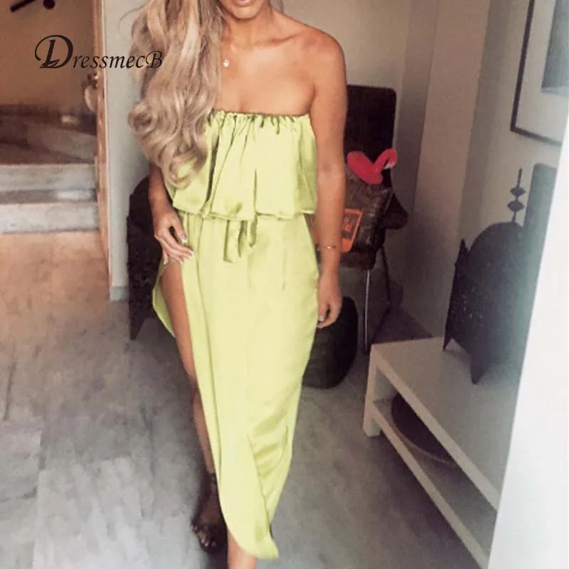 

2016 Brand New Fashion Off Sholudder slash Neck women Dress Sleeveless loose Flounced Women sexy asymmetrical Dresses Vestidos