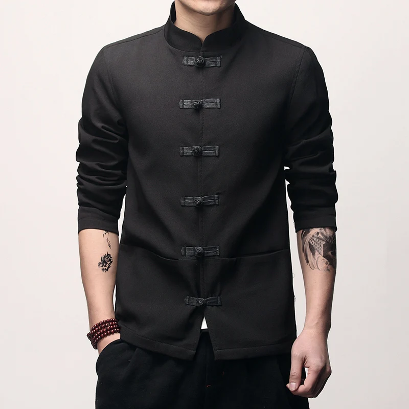 Куртка мужская приталенная с длинным рукавом в китайском стиле|men coat|mens coats fashionmens