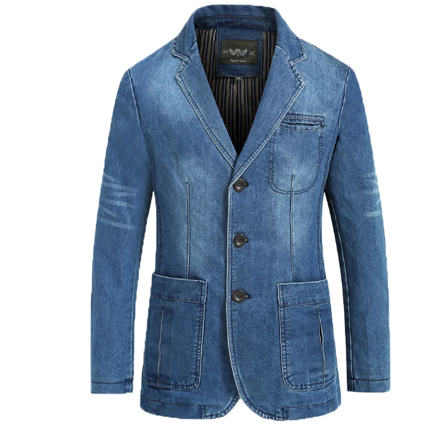 NIAN Jeep Men's Denim Casual Blazer Men Fashion Cotton Vintage Suit ...