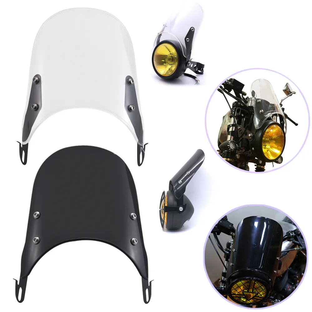 

5-7" Windshield Retro Cafe Racer Headlight Fairing Instrument Visor Compact Sport For Royal Yamaha XJR 1300 Suzuki GSX 1400