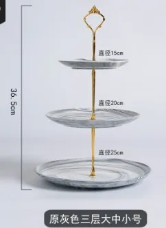 Европейский мраморный узор подставка для торта подставное устройство 2/3 слой мраморная тарелка золотой край Свадьба День рождения конфеты фруктовые закуски лоток - Цвет: A-1