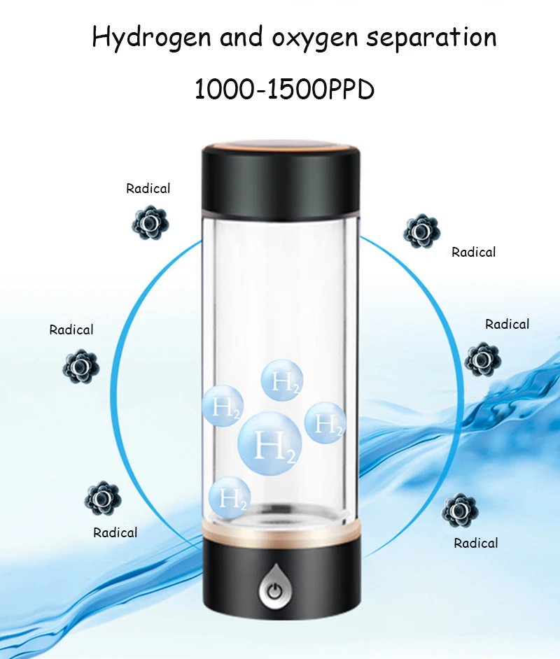 450ML New SPE/ PEM Hydrogen Rich Generator Water Ionizer Bottle