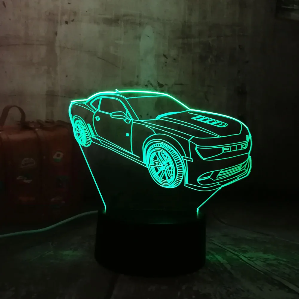 Modern 3D Car LED Night Light RGB 7 Colors Change USB Touch Bedroom Table Lamp Home Party Decor Boy Kids Gift for Children's Day