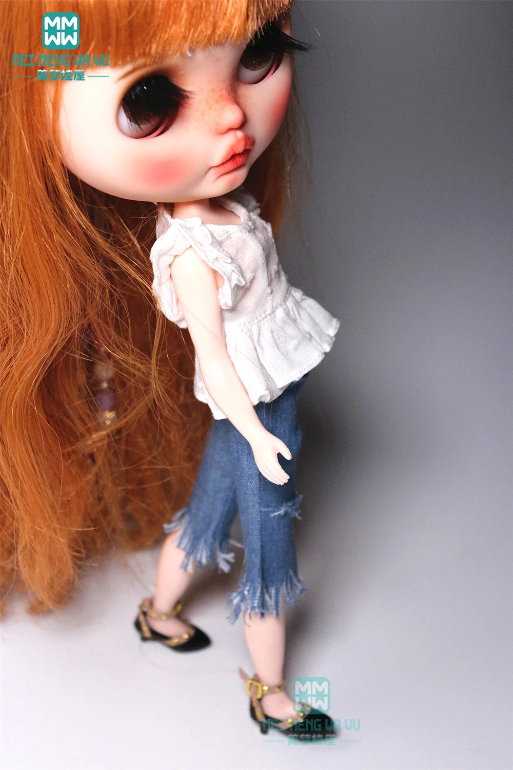1 шт. Blyth кукольная одежда Модная белая рубашка, рваные джинсы для Blyth, Azone, 1/6 аксессуары для кукол