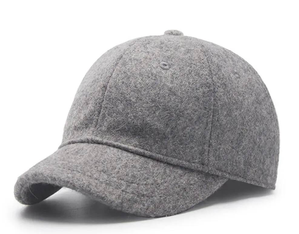 30pcs Men Plain Wool Blended Short Peak Baseball Caps for Fall Winter