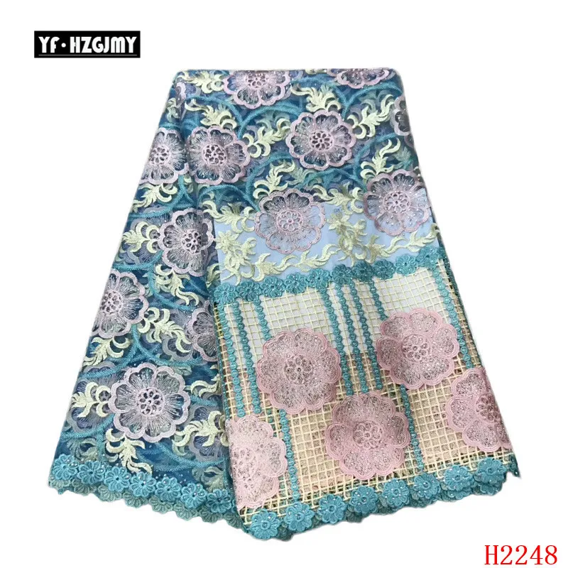 

YF HZGJMY African Wedding Lace Embroidered High Quality Rhinestones French Tulle Lace 2019 Blue Nigerian Lace Fabrics A2248