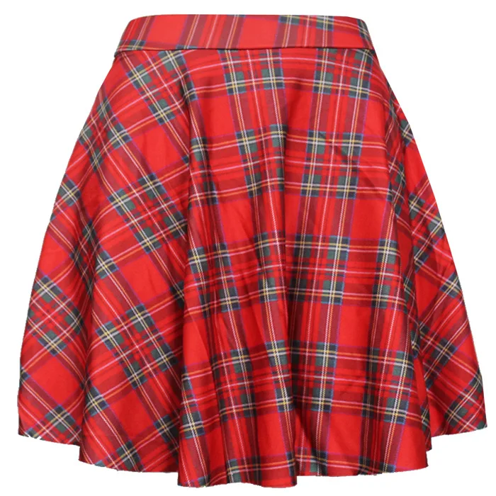 New 2016 Women Sexy Skirts Ladies Tartan Red Skater Skirt Above The Kneein Skirts from Women's