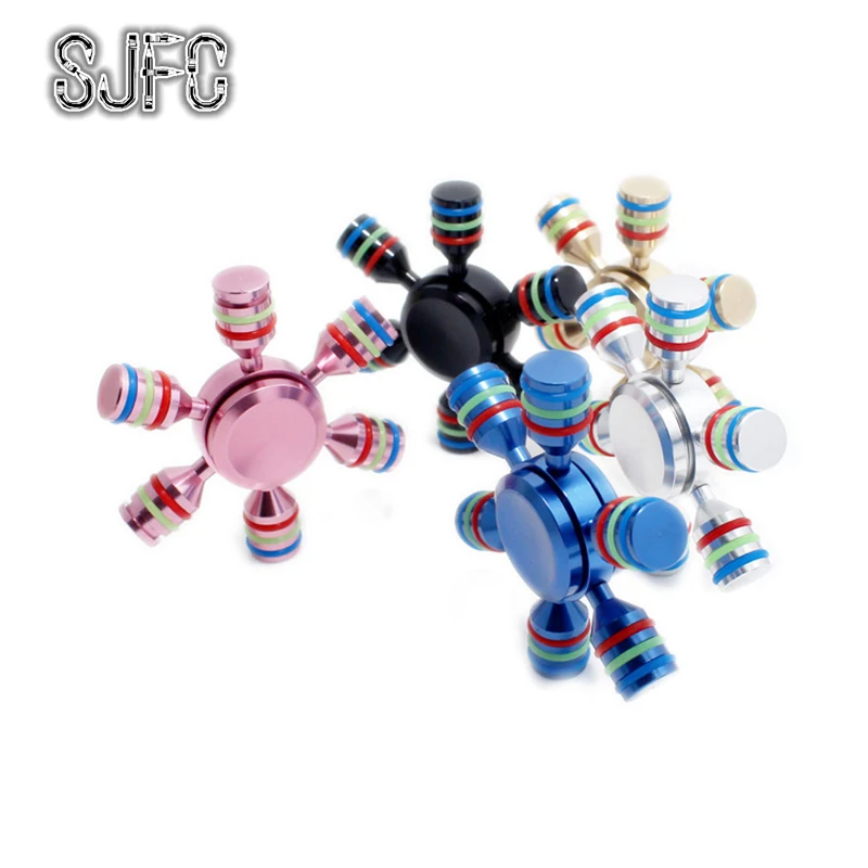SJFC Hexagon DIY Rainbow Finger Metal Hand Fidget Spinner EDC Long Time Rotation Hand Spinner Torqbar