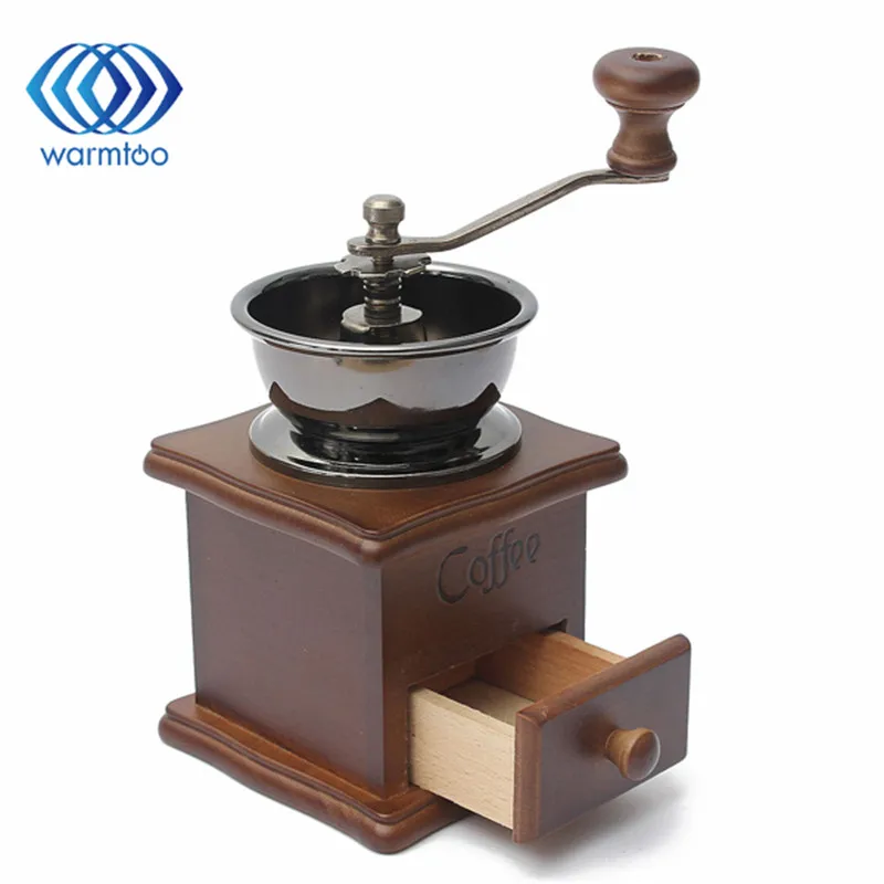 

NEW 1PCS Retro design Mini Manual Coffee Mill Wood Stand Bowl Antique Hand Coffee Bean Grind As a Gift