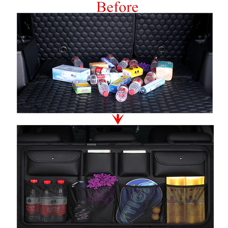 Высокое качество pu кожаная Автомобильная Задняя сумка для хранения на спинку сиденья многофункциональная автомобильная сумка-Органайзер для багажника автомобильные аксессуары для интерьера