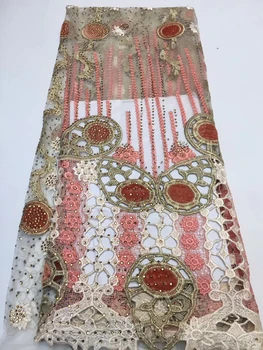 

Nigeria Ankara wax lace fabric 2019, Nigerian wedding lace fabric, Fushia pink wax and rope lace 5 yards ZX3255