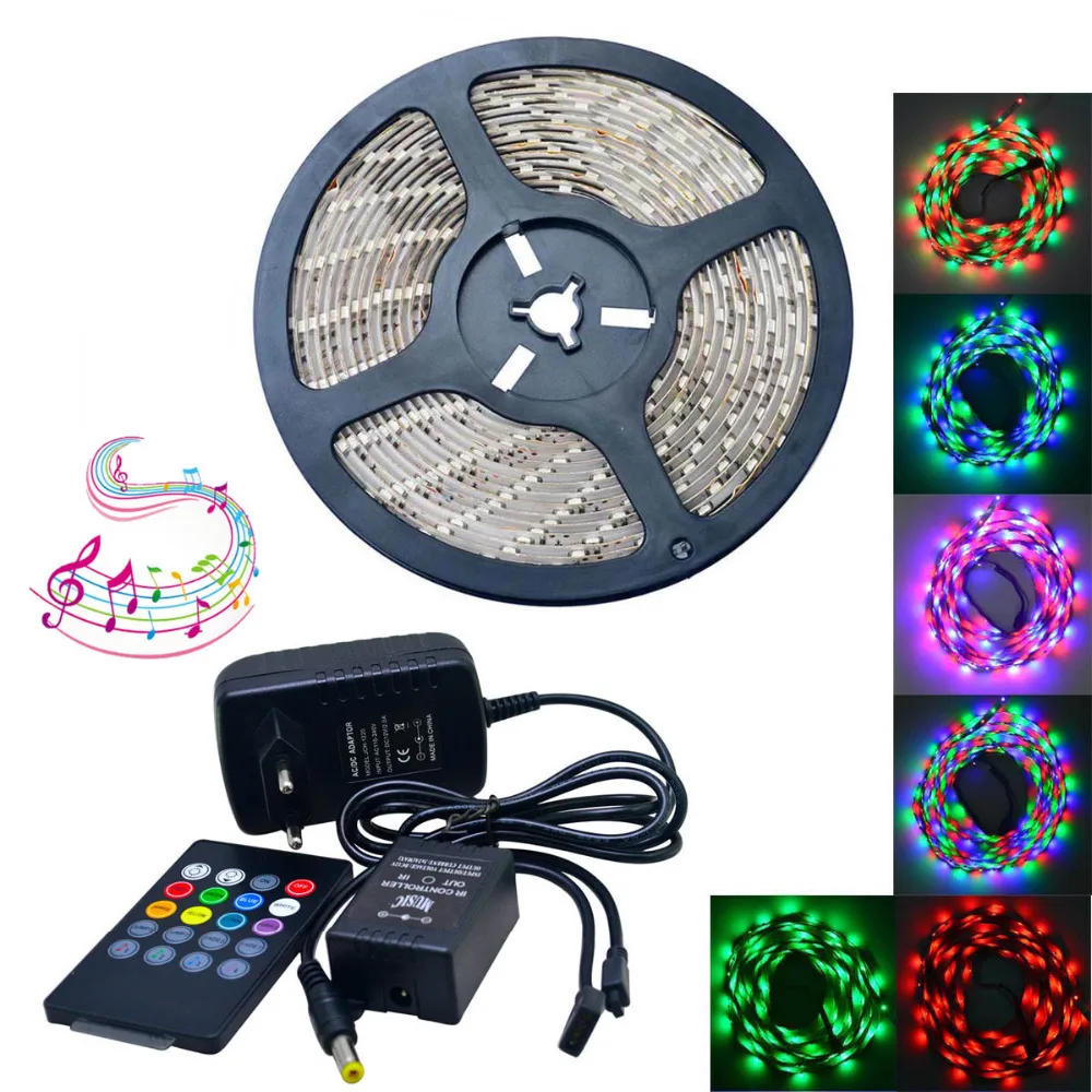 

Jiawen Waterproof 60W LED Light Strip RGB 300-5050SMD w/ Music LED Controller (DC 12V / 5m)