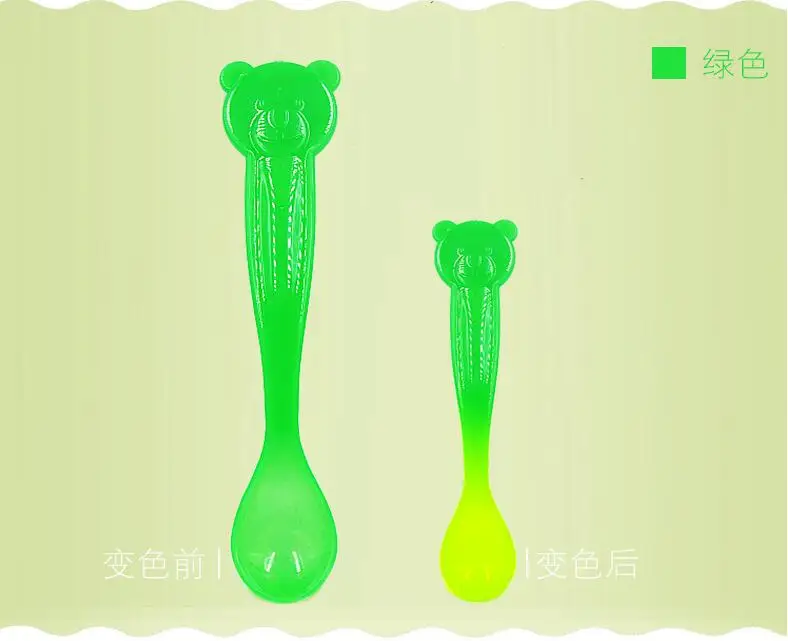 3Pcs/set Infants Toddler Safety Baby Utensils Auto-Changed Color Temperature Sensing Spoon Feeding Spoon Silicone Tableware