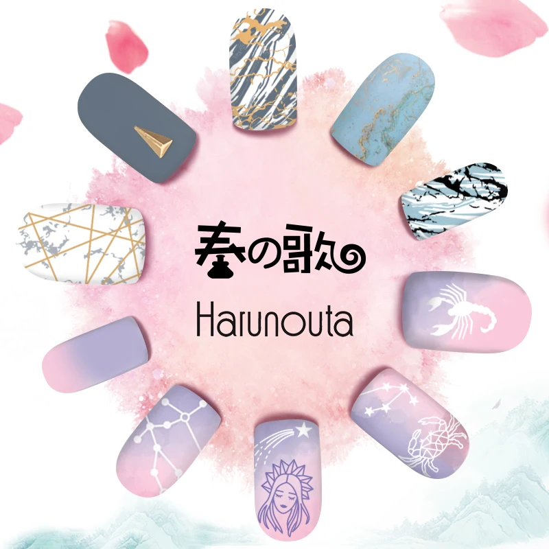 Harunouta пластины для штамповки ногтей Кошка Собака милый мультфильм Животные ногти один штамп пластины трафареты изображений для маникюра