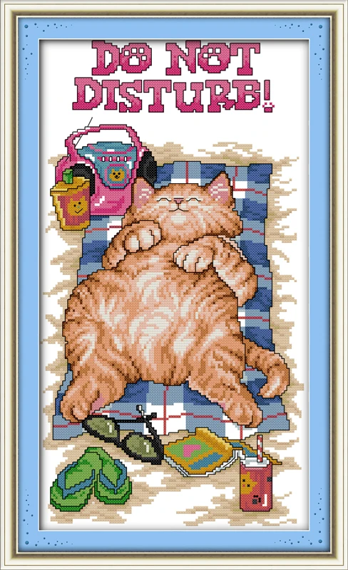 

Do not disturb cross stitch kit animal lazy cat 14ct 11ct count printed canvas x stitching embroidery DIY handmade needlework