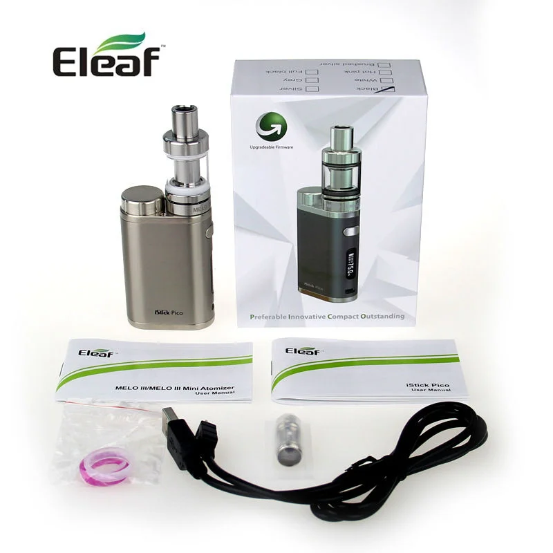 100% Аутентичный набор Eleaf iStick Pico 75 Вт MELO III бак 2 мл/4 мл с режимами VW/Bypass/TC/TCR