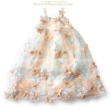 Поймать глаза! Платье для маленьких девочек с объемной вышивкой бабочки и жемчугом летние вечерние платья принцессы для маленьких девочек 1-10 лет