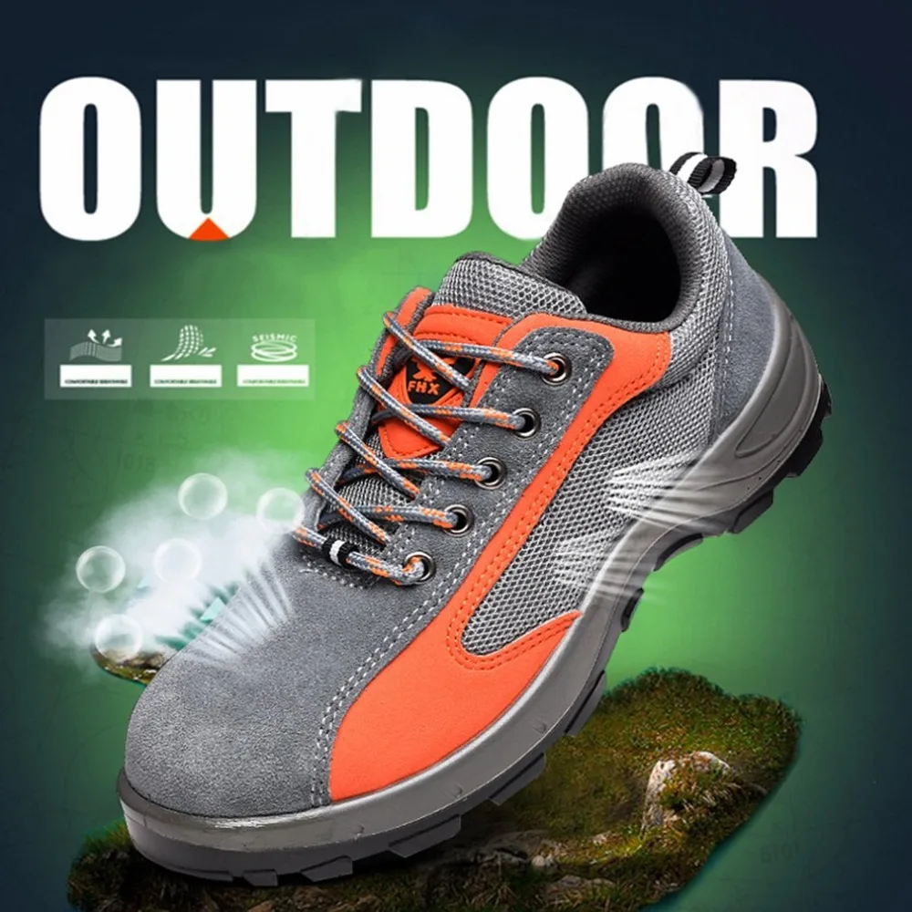 

Safety Work Boots Steel Toe Cap Anti-Smashing Puncture Proof Wear Resistant Breathable Protective Shoes for Summer