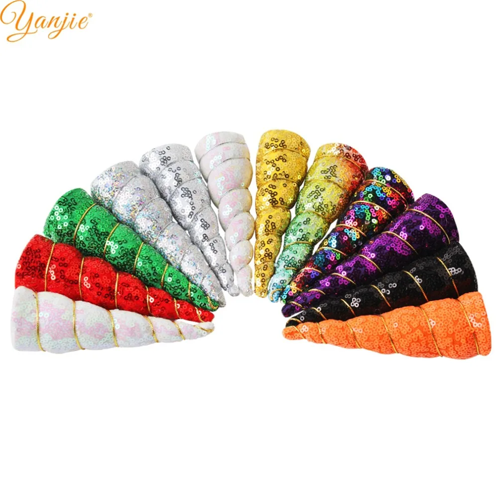

1PC 5'' Sequins Unicorn Horn For Girl Headbands Kids 2019 Christmas Unicorn Birthday Party Gift Women Hair Band Hair Accessories