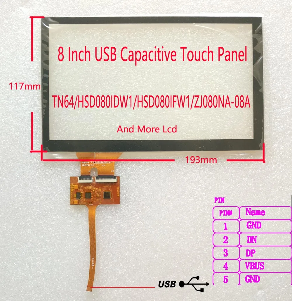 

USB interface capacitive touchscreen 8 inch FOR CARPC